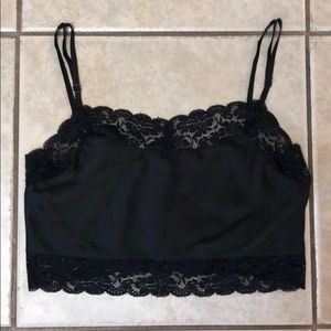 Brandy Melville Crop - Black Satin with Lace